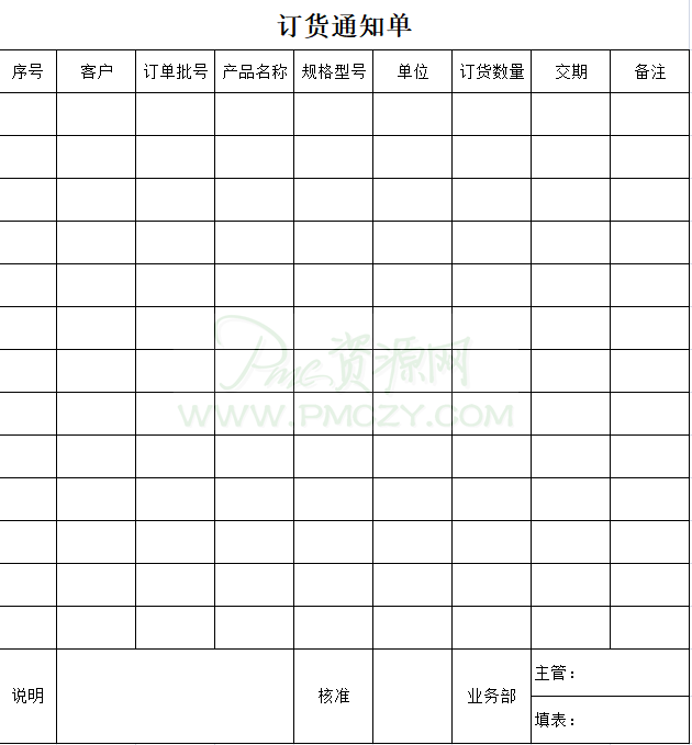 订货通知单