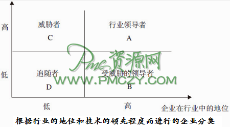 根据行业的地位和技术的领先程度而进行的企业分类